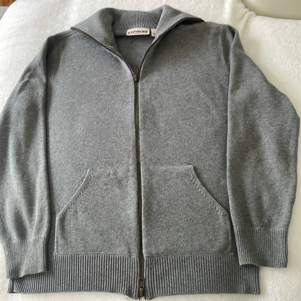 Express - men’s double zip knit gray sweater